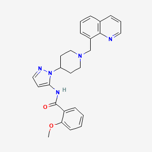 molecular formula C26H27N5O2 B5037092 2-methoxy-N-{1-[1-(8-quinolinylmethyl)-4-piperidinyl]-1H-pyrazol-5-yl}benzamide 