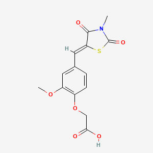 molecular formula C14H13NO6S B5037094 {2-methoxy-4-[(3-methyl-2,4-dioxo-1,3-thiazolidin-5-ylidene)methyl]phenoxy}acetic acid 