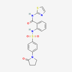 molecular formula C20H18N4O4S2 B5037160 2-({[4-(2-oxo-1-pyrrolidinyl)phenyl]sulfonyl}amino)-N-1,3-thiazol-2-ylbenzamide 
