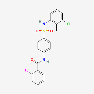 molecular formula C20H16ClIN2O3S B5037174 N-(4-{[(3-chloro-2-methylphenyl)amino]sulfonyl}phenyl)-2-iodobenzamide 