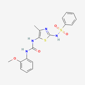 molecular formula C18H18N4O4S2 B5037191 N-[5-({[(2-methoxyphenyl)amino]carbonyl}amino)-4-methyl-1,3-thiazol-2-yl]benzenesulfonamide 