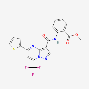 molecular formula C20H13F3N4O3S B5037202 methyl 2-({[5-(2-thienyl)-7-(trifluoromethyl)pyrazolo[1,5-a]pyrimidin-3-yl]carbonyl}amino)benzoate 