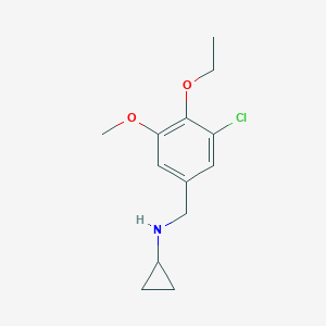 molecular formula C13H18ClNO2 B503727 N-(3-chloro-4-ethoxy-5-methoxybenzyl)cyclopropanamine 