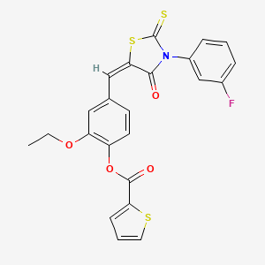 molecular formula C23H16FNO4S3 B5037375 2-ethoxy-4-{[3-(3-fluorophenyl)-4-oxo-2-thioxo-1,3-thiazolidin-5-ylidene]methyl}phenyl 2-thiophenecarboxylate 