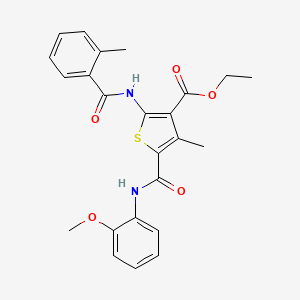 molecular formula C24H24N2O5S B5037412 ethyl 5-{[(2-methoxyphenyl)amino]carbonyl}-4-methyl-2-[(2-methylbenzoyl)amino]-3-thiophenecarboxylate 