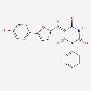 molecular formula C21H13FN2O4 B5037472 5-{[5-(4-fluorophenyl)-2-furyl]methylene}-1-phenyl-2,4,6(1H,3H,5H)-pyrimidinetrione 
