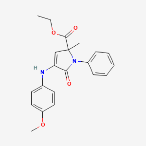 molecular formula C21H22N2O4 B5037569 ethyl 4-[(4-methoxyphenyl)amino]-2-methyl-5-oxo-1-phenyl-2,5-dihydro-1H-pyrrole-2-carboxylate 