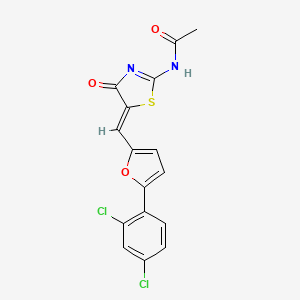 molecular formula C16H10Cl2N2O3S B5037577 N-(5-{[5-(2,4-dichlorophenyl)-2-furyl]methylene}-4-oxo-1,3-thiazolidin-2-ylidene)acetamide 