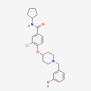 molecular formula C24H29ClN2O3 B5037595 3-chloro-N-cyclopentyl-4-{[1-(3-hydroxybenzyl)-4-piperidinyl]oxy}benzamide 