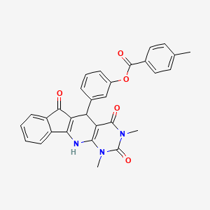 molecular formula C30H23N3O5 B5037616 3-(1,3-dimethyl-2,4,6-trioxo-2,3,4,5,6,11-hexahydro-1H-indeno[2',1':5,6]pyrido[2,3-d]pyrimidin-5-yl)phenyl 4-methylbenzoate 