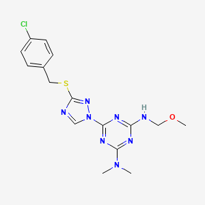 molecular formula C16H19ClN8OS B5037625 6-{3-[(4-chlorobenzyl)thio]-1H-1,2,4-triazol-1-yl}-N'-(methoxymethyl)-N,N-dimethyl-1,3,5-triazine-2,4-diamine 