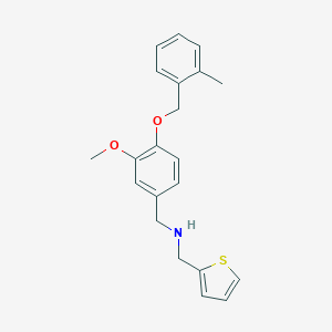 molecular formula C21H23NO2S B503764 1-{3-methoxy-4-[(2-methylbenzyl)oxy]phenyl}-N-(thiophen-2-ylmethyl)methanamine 