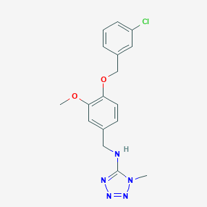 molecular formula C17H18ClN5O2 B503768 N-[[4-[(3-chlorophenyl)methoxy]-3-methoxyphenyl]methyl]-1-methyltetrazol-5-amine CAS No. 880865-45-2