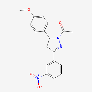 molecular formula C18H17N3O4 B5037720 1-乙酰基-5-(4-甲氧基苯基)-3-(3-硝基苯基)-4,5-二氢-1H-吡唑 