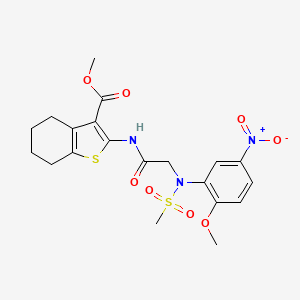 molecular formula C20H23N3O8S2 B5037738 methyl 2-{[N-(2-methoxy-5-nitrophenyl)-N-(methylsulfonyl)glycyl]amino}-4,5,6,7-tetrahydro-1-benzothiophene-3-carboxylate 