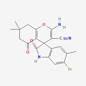 molecular formula C20H18BrN3O3 B5037752 2-amino-6'-bromo-5',7,7-trimethyl-2',5-dioxo-1',2',5,6,7,8-hexahydrospiro[chromene-4,3'-indole]-3-carbonitrile 