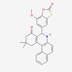 molecular formula C27H23NO4S B5037767 5-(7-methoxy-2-oxo-1,3-benzoxathiol-5-yl)-2,2-dimethyl-2,3,5,6-tetrahydrobenzo[a]phenanthridin-4(1H)-one 