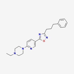 molecular formula C22H27N5O B5037783 1-ethyl-4-{5-[3-(3-phenylpropyl)-1,2,4-oxadiazol-5-yl]-2-pyridinyl}piperazine 