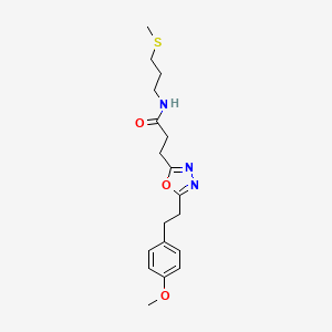 molecular formula C18H25N3O3S B5037796 3-{5-[2-(4-methoxyphenyl)ethyl]-1,3,4-oxadiazol-2-yl}-N-[3-(methylthio)propyl]propanamide 
