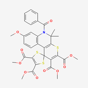 molecular formula C32H29NO10S3 B5037816 tetramethyl 6'-benzoyl-8'-methoxy-5',5'-dimethyl-5',6'-dihydrospiro[1,3-dithiole-2,1'-thiopyrano[2,3-c]quinoline]-2',3',4,5-tetracarboxylate 