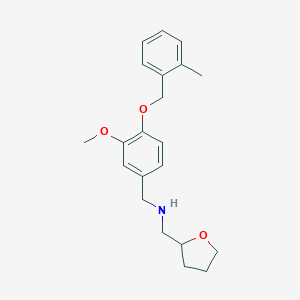 molecular formula C21H27NO3 B503783 1-{3-methoxy-4-[(2-methylbenzyl)oxy]phenyl}-N-(tetrahydrofuran-2-ylmethyl)methanamine 