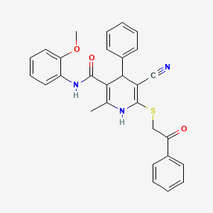 molecular formula C29H25N3O3S B5037832 5-cyano-N-(2-methoxyphenyl)-2-methyl-6-[(2-oxo-2-phenylethyl)thio]-4-phenyl-1,4-dihydro-3-pyridinecarboxamide 
