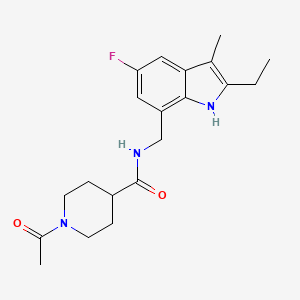 1-acetyl-N-[(2-ethyl-5-fluoro-3-methyl-1H-indol-7-yl)methyl]-4-piperidinecarboxamide