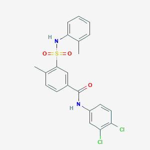 molecular formula C21H18Cl2N2O3S B5037897 N-(3,4-dichlorophenyl)-4-methyl-3-{[(2-methylphenyl)amino]sulfonyl}benzamide 