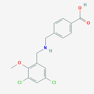 molecular formula C16H15Cl2NO3 B503790 4-{[(3,5-Dichloro-2-methoxybenzyl)amino]methyl}benzoic acid 