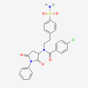 molecular formula C25H22ClN3O5S B5037947 N-{2-[4-(aminosulfonyl)phenyl]ethyl}-4-chloro-N-(2,5-dioxo-1-phenyl-3-pyrrolidinyl)benzamide 