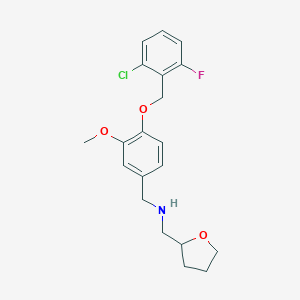 molecular formula C20H23ClFNO3 B503797 1-{4-[(2-chloro-6-fluorobenzyl)oxy]-3-methoxyphenyl}-N-(tetrahydrofuran-2-ylmethyl)methanamine 