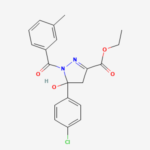 ethyl 5-(4-chlorophenyl)-5-hydroxy-1-(3-methylbenzoyl)-4,5-dihydro-1H-pyrazole-3-carboxylate