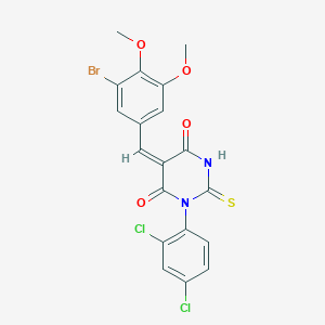 molecular formula C19H13BrCl2N2O4S B5038021 5-(3-bromo-4,5-dimethoxybenzylidene)-1-(2,4-dichlorophenyl)-2-thioxodihydro-4,6(1H,5H)-pyrimidinedione 
