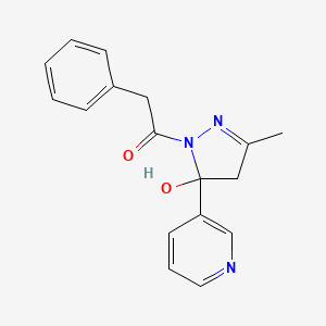 molecular formula C17H17N3O2 B5038031 3-methyl-1-(phenylacetyl)-5-(3-pyridinyl)-4,5-dihydro-1H-pyrazol-5-ol 