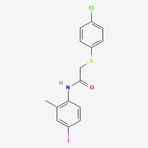 molecular formula C15H13ClINOS B5038048 2-[(4-chlorophenyl)thio]-N-(4-iodo-2-methylphenyl)acetamide 