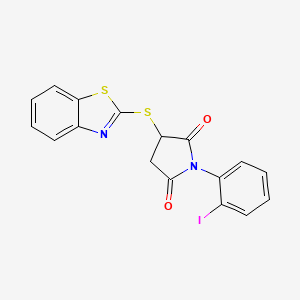 molecular formula C17H11IN2O2S2 B5038055 3-(1,3-benzothiazol-2-ylthio)-1-(2-iodophenyl)-2,5-pyrrolidinedione 