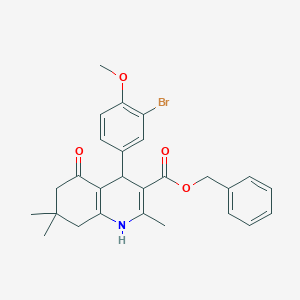 molecular formula C27H28BrNO4 B5038065 benzyl 4-(3-bromo-4-methoxyphenyl)-2,7,7-trimethyl-5-oxo-1,4,5,6,7,8-hexahydro-3-quinolinecarboxylate 
