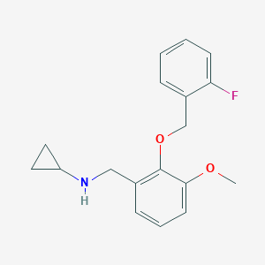 molecular formula C18H20FNO2 B503810 N-{2-[(2-fluorobenzyl)oxy]-3-methoxybenzyl}cyclopropanamine 