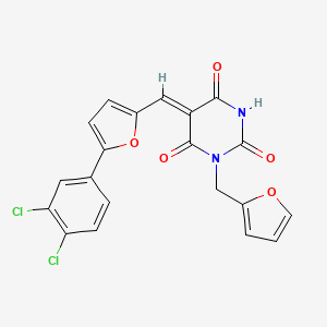 molecular formula C20H12Cl2N2O5 B5038116 5-{[5-(3,4-dichlorophenyl)-2-furyl]methylene}-1-(2-furylmethyl)-2,4,6(1H,3H,5H)-pyrimidinetrione 