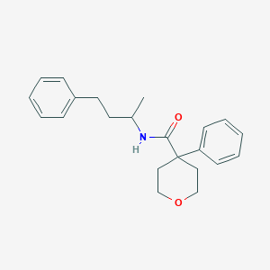 molecular formula C22H27NO2 B5038129 N-(1-methyl-3-phenylpropyl)-4-phenyltetrahydro-2H-pyran-4-carboxamide 
