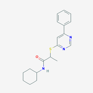 molecular formula C19H23N3OS B5038138 N-cyclohexyl-2-[(6-phenyl-4-pyrimidinyl)thio]propanamide 