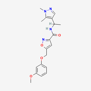 molecular formula C19H22N4O4 B5038176 N-[1-(1,5-dimethyl-1H-pyrazol-4-yl)ethyl]-5-[(3-methoxyphenoxy)methyl]-3-isoxazolecarboxamide 