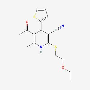 5-acetyl-2-[(2-ethoxyethyl)thio]-6-methyl-4-(2-thienyl)-1,4-dihydro-3-pyridinecarbonitrile