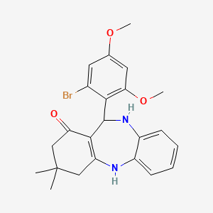 molecular formula C23H25BrN2O3 B5038220 11-(2-bromo-4,6-dimethoxyphenyl)-3,3-dimethyl-2,3,4,5,10,11-hexahydro-1H-dibenzo[b,e][1,4]diazepin-1-one 