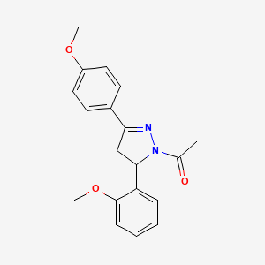 molecular formula C19H20N2O3 B5038249 1-acetyl-5-(2-methoxyphenyl)-3-(4-methoxyphenyl)-4,5-dihydro-1H-pyrazole 