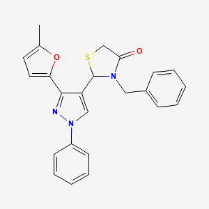 3-benzyl-2-[3-(5-methyl-2-furyl)-1-phenyl-1H-pyrazol-4-yl]-1,3-thiazolidin-4-one
