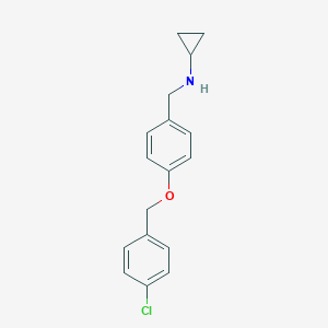 molecular formula C17H18ClNO B503828 N-{4-[(4-chlorobenzyl)oxy]benzyl}cyclopropanamine 