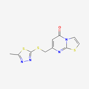 molecular formula C10H8N4OS3 B5038283 7-{[(5-methyl-1,3,4-thiadiazol-2-yl)thio]methyl}-5H-[1,3]thiazolo[3,2-a]pyrimidin-5-one 