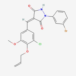 molecular formula C20H16BrClN2O4 B5038344 4-[4-(allyloxy)-3-chloro-5-methoxybenzylidene]-1-(3-bromophenyl)-3,5-pyrazolidinedione 