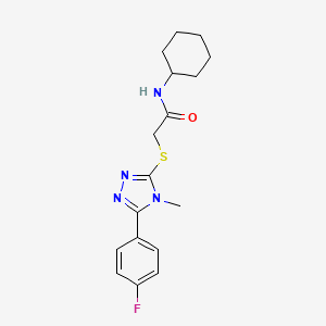 molecular formula C17H21FN4OS B5038452 N-cyclohexyl-2-{[5-(4-fluorophenyl)-4-methyl-4H-1,2,4-triazol-3-yl]thio}acetamide 